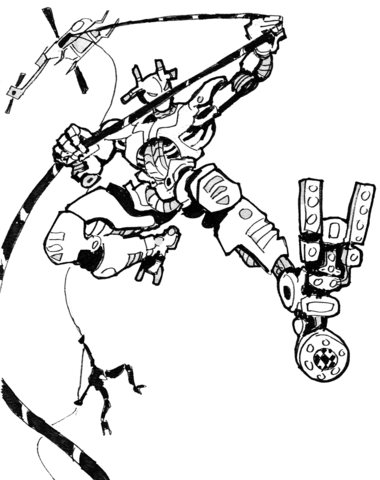 Sci Fi Robot   Fighting Ninja Coloring Page